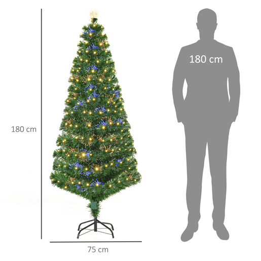 HOMCOM Árvore de Natal 180 cm Árvore de Natal Artificial com Luzes LED Fibra Óptica 230 Ramos de PVC e Suporte Metálico Ø82x180 cm Verde HOMCOM Árvore de Natal 180 cm Árvore de Natal Artificial com Luzes LED Fibra Óptica 230 Ramos de PVC e Suporte Metálico Ø82x180 cm Verde