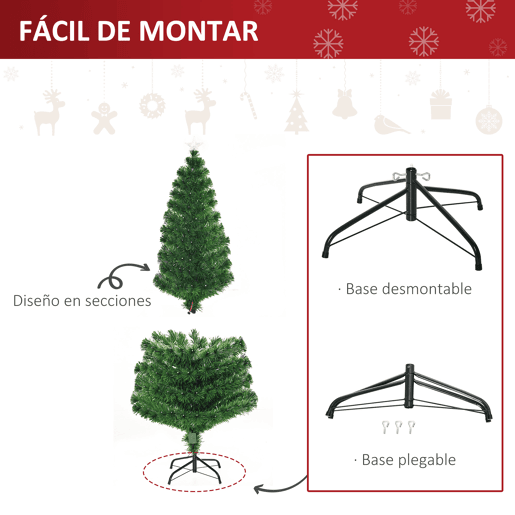 HOMCOM Árvore de Natal 180 cm Árvore de Natal Artificial com Luzes LED Fibra Óptica 230 Ramos de PVC e Suporte Metálico Ø82x180 cm Verde HOMCOM Árvore de Natal 180 cm Árvore de Natal Artificial com Luzes LED Fibra Óptica 230 Ramos de PVC e Suporte Metálico Ø82x180 cm Verde