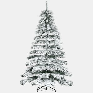 HOMCOM Árvore de Natal Ø140x225cm Neve Artificial com 1083 Pontas de PVC Base Dobrável e Suporte de Metal Decoração de Natal para Interiores Verde e Branco