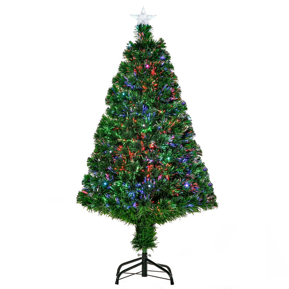 Homcom árbol de navidad 120cm artificial árbol de pino decoración navideña con 16 led de 3 colores 130 ramas verde