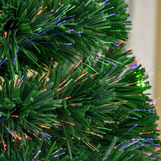 HOMCOM Árvore de Natal 120 cm Árvore de Natal Artificial com 130 Ramos 16 Luzes LED e Fibra Óptica Decoração de Natal Ø60x120 cm Verde