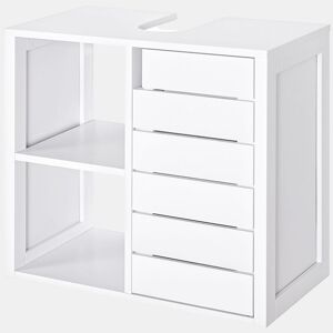 kleankin Móvel para Lavatório Pousar Móvel para Casa de Banho Suspenso com 2 Prateleiras Abertas e Armário com Prateleira Ajustável 60x30x54 cm Branco