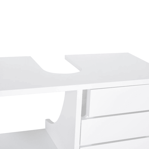 kleankin Móvel para Lavatório Pousar Móvel para Casa de Banho Suspenso com 2 Prateleiras Abertas e Armário com Prateleira Ajustável 60x30x54 cm Branco kleankin Móvel para Lavatório Pousar Móvel para Casa de Banho Suspenso com 2 Prateleiras Abertas e Armário com Prateleira Ajustável 60x30x54 cm Branco