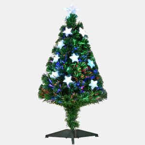 HOMCOM Árvore de Natal Artificial 90cm Árvore de Natal com 12 Luzes LED 3 Cores e 90 Ramos PVC Decoração de Natal Verde