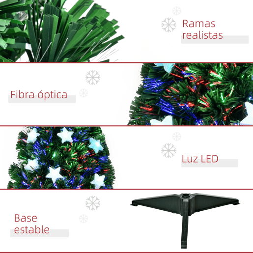 HOMCOM Árvore de Natal Artificial 90cm Árvore de Natal com 12 Luzes LED 3 Cores e 90 Ramos PVC Decoração de Natal Verde