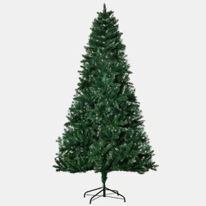 HOMCOM Árvore de Natal Artificial 210cm Ignífuga com 1064 Ramas com 2 Tipos de Pontas de PVC e Base de Aço Decoração de Natal para Interiores Verde