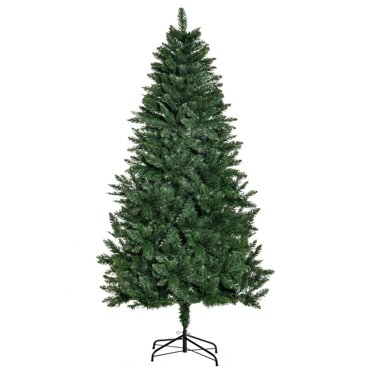 Homcom árbol de navidad artificial 180 cm ignífugo con 724 ramas con 2 tipos de puntas de pvc base plegable y soporte de acero decoración navideña de interior verde