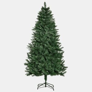 HOMCOM Árvore de Natal Artificial 180cm Ignífuga com 724 Ramas com 2 Tipos de Pontas de PVC e Base de Aço Decoração de Natal para Interiores Verde