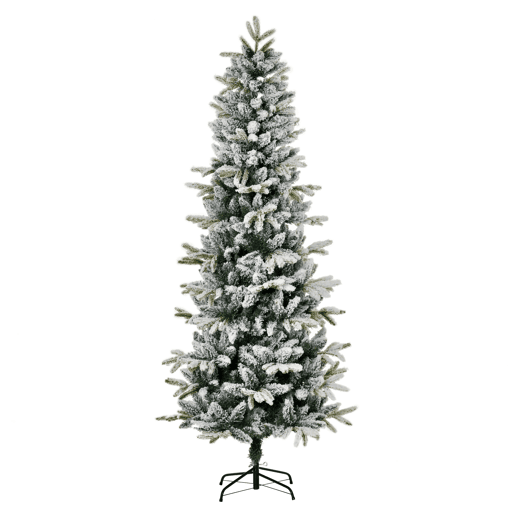 HOMCOM Árvore de Natal Ø95x210cm Neve Artificial com 784 Pontas de Ramos Ignífugos e Suporte de Aço Decoração de Natal para Interiores Verde e Branco