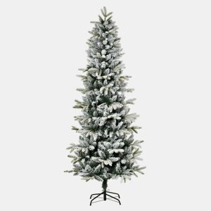 HOMCOM Árvore de Natal Ø95x210cm Neve Artificial com 784 Pontas de Ramos Ignífugos e Suporte de Aço Decoração de Natal para Interiores Verde e Branco