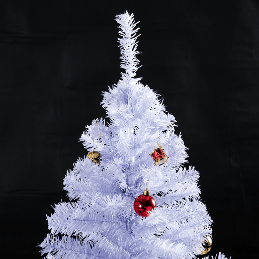 HOMCOM Árvore de Natal Artificial 150cm com 680 Ramos de PVC 48 Decorações Incluidas Suporte Metálico Decoração de Natal para Interiores F85x150cm Branco HOMCOM Árvore de Natal Artificial 150cm com 680 Ramos de PVC 48 Decorações Incluidas Suporte Metálico Decoração de Natal para Interiores F85x150cm Branco
