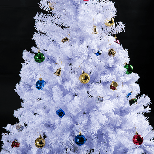HOMCOM Árvore de Natal Artificial 150cm com 680 Ramos de PVC 48 Decorações Incluidas Suporte Metálico Decoração de Natal para Interiores F85x150cm Branco HOMCOM Árvore de Natal Artificial 150cm com 680 Ramos de PVC 48 Decorações Incluidas Suporte Metálico Decoração de Natal para Interiores F85x150cm Branco