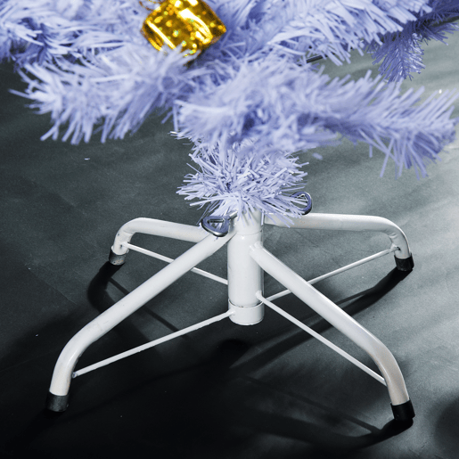 HOMCOM Árvore de Natal Artificial 150cm com 680 Ramos de PVC 48 Decorações Incluidas Suporte Metálico Decoração de Natal para Interiores F85x150cm Branco HOMCOM Árvore de Natal Artificial 150cm com 680 Ramos de PVC 48 Decorações Incluidas Suporte Metálico Decoração de Natal para Interiores F85x150cm Branco