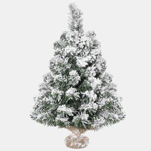 HOMCOM Árvore de Natal Artificial 60cm com 67 Ramos Ignífugos e Base de Cimento Decoração de Natal para Mesa Escritório Ø32x60cm Verde e Branco