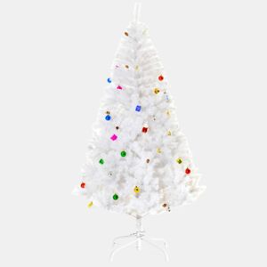 HOMCOM Árvore de Natal Artificial 180cm com 930 Ramos de PVC 48 Decorações Incluidas Suporte Metálico Decoração de Natal para Interiores Ø105x180cm Branco