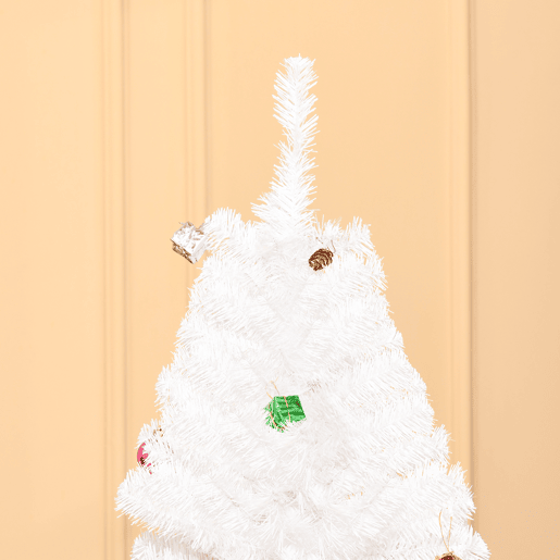 HOMCOM Árvore de Natal Artificial 180cm com 930 Ramos de PVC 48 Decorações Incluidas Suporte Metálico Decoração de Natal para Interiores Ø105x180cm Branco HOMCOM Árvore de Natal Artificial 180cm com 930 Ramos de PVC 48 Decorações Incluidas Suporte Metálico Decoração de Natal para Interiores Ø105x180cm Branco