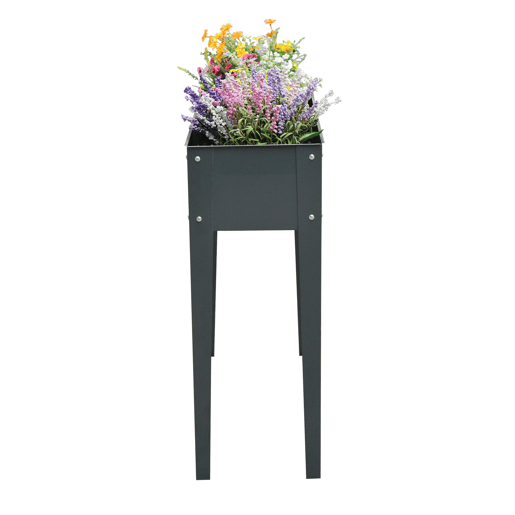 Outsunny Horta Urbana Elevada para Jardim e Terraço, Floreira Retangular Elevada, Mesa de Cultivo para Plantas, Legumes e Flores com 3 Orifícios de Drenagem, 100x30x80 cm, Cinzento