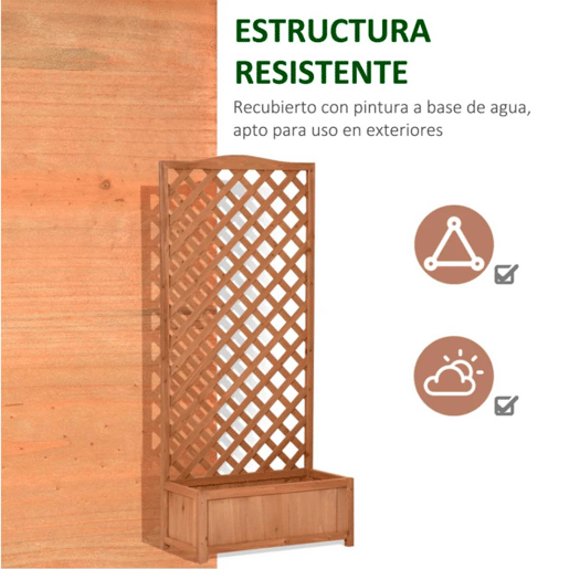Outsunny Floreira com Treliça de Madeira Caixa de Plantio com Suporte para Plantas Trepadeiras para Cultivo de Plantas Flores Terraço Jardim Exterior 76x36x170cm Marrom