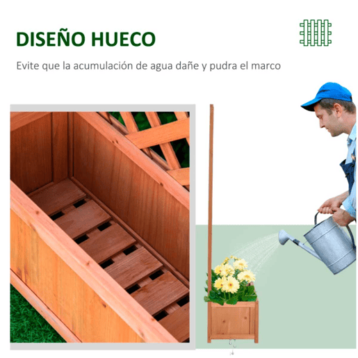 Outsunny Floreira com Treliça de Madeira Caixa de Plantio com Suporte para Plantas Trepadeiras para Cultivo de Plantas Flores Terraço Jardim Exterior 76x36x170cm Marrom