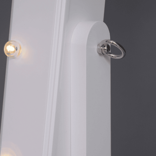 HOMCOM Armário para Joias 20 Luzes de LED Reclinável Fechadura Madeira 40x37x146cm Branco