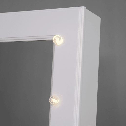 HOMCOM Armário para Joias 20 Luzes de LED Reclinável Fechadura Madeira 40x37x146cm Branco