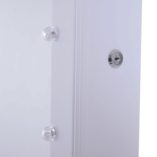 HOMCOM Armário para Joias 20 Luzes de LED Reclinável Fechadura Madeira 40x37x146cm Branco