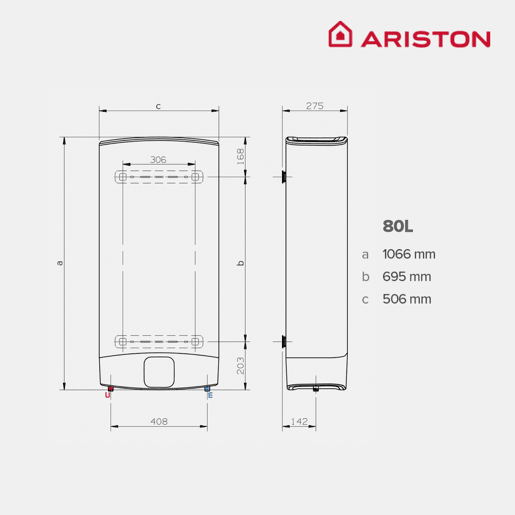 Caldeira eléctrica, Ariston, Velis Wifi 80 litros, Vertical ou Horizontal, Classe energética B