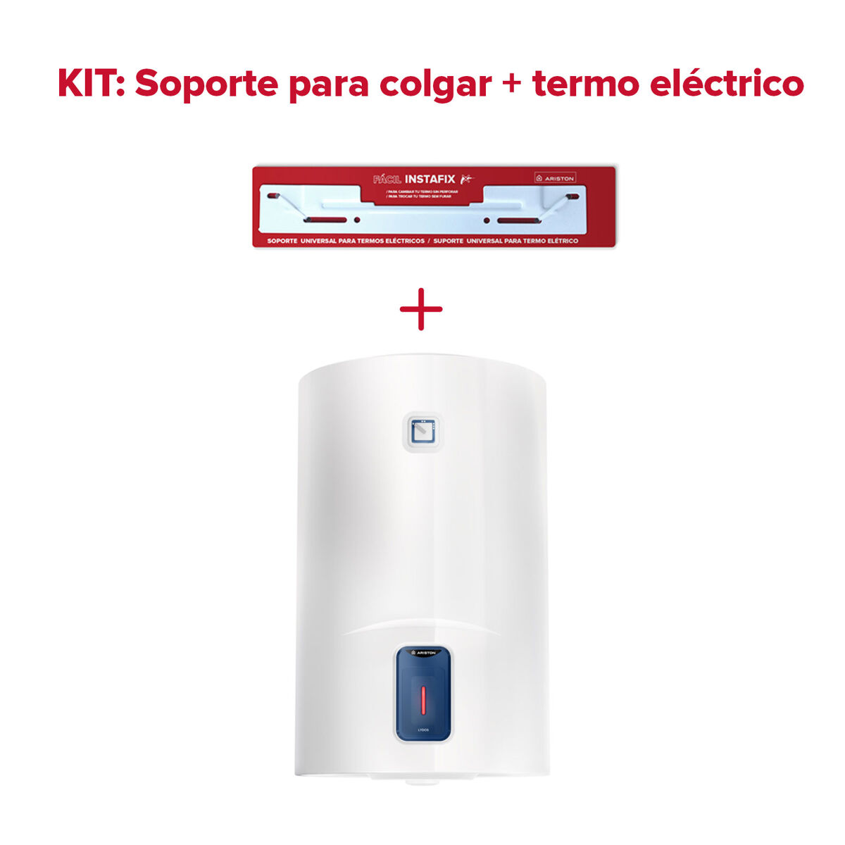 Termo eléctrico, Ariston, Lydos R 100 litros + Soporte de pared Instafix, Vertical