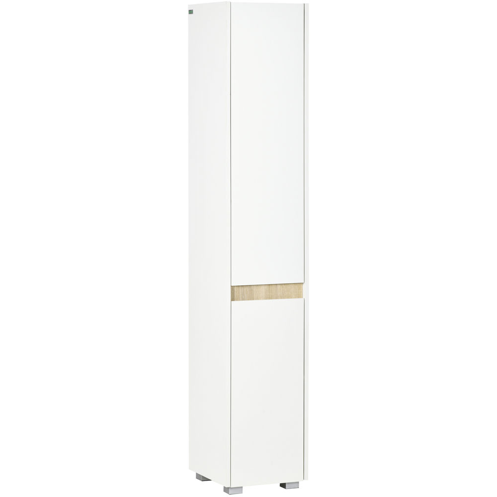 Kleankin armario alto de baño columna auxiliar de baño de 5 niveles con estantes ajustables armario multiusos para ducha aseo dormitorio 30x33x165 cm blanco