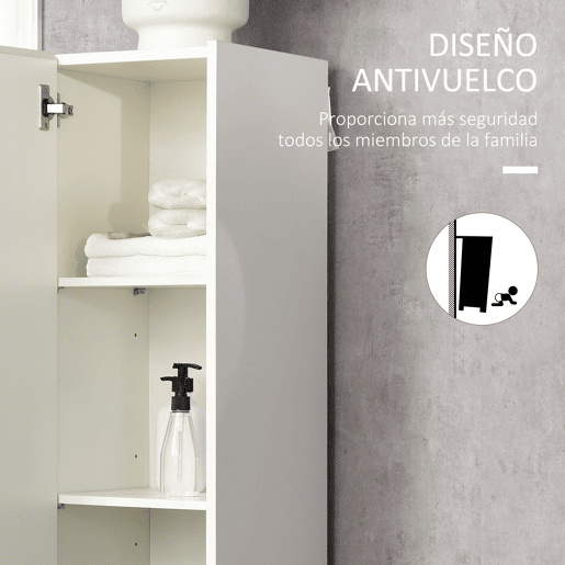 kleankin Coluna Casa de Banho Armário Auxiliar Casa de Banho de 5 Níveis com Prateleiras Ajustáveis Armário Multiusos para Duches Casa de Banho 30x33x165cm Branco