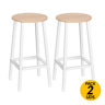 HOMCOM Conjunto de 2 Bancos Altos de Cozinha Bancos de Bar com Pés de Aço e Apoio para os Pés para Sala de Estar Sala de Jantar Carga 75kg 32,5x32,5x65cm Madeira e Branco