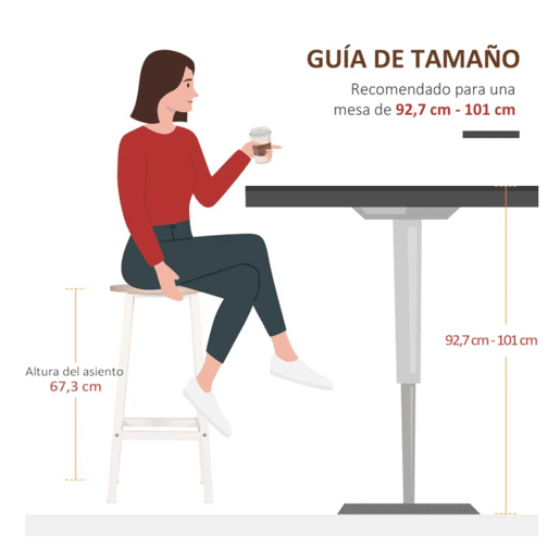 HOMCOM Conjunto de 2 Bancos Altos de Cozinha Bancos de Bar com Pés de Aço e Apoio para os Pés para Sala de Estar Sala de Jantar Carga 75kg 32,5x32,5x65cm Madeira e Branco