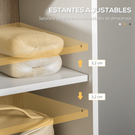 kleankin Coluna Casa de Banho Armário Alto Auxiliar de Casa de Banho com 2 Portas e 6 Prateleiras para Duche Estilo Moderno 31,5x30x169 cm Branco e Carvalho