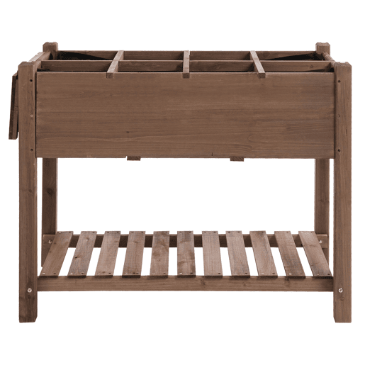 Outsunny Horta Vertical com Prateleira Horta Elevada de Madeira Maciça para Cultivo de Flores Verduras Ervas 123x54x74cm Marrom