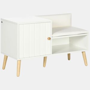 HOMCOM Banco Sapateira com Compartimento Aberto e Almofada Acolchoada para 4 Pares de Sapatos para Entrada Corredor 80x33x49cm Branco