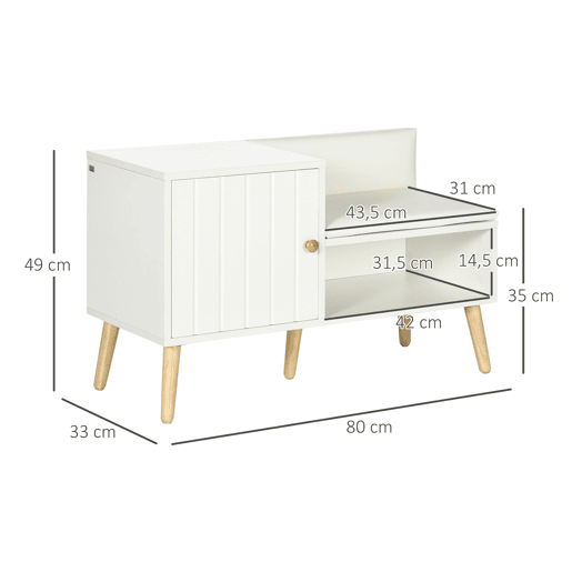 HOMCOM Banco Sapateira com Compartimento Aberto e Almofada Acolchoada para 4 Pares de Sapatos para Entrada Corredor 80x33x49cm Branco