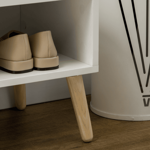 HOMCOM Banco Sapateira com Compartimento Aberto e Almofada Acolchoada para 4 Pares de Sapatos para Entrada Corredor 80x33x49cm Branco