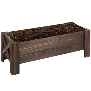 Outsunny Horta Vertical Floreira de Madeira Retangular com Pés para Flores Plantas Cultivos 100x36,5x36cm Marrom