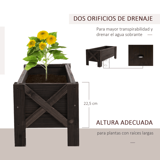 Outsunny Horta Vertical Floreira de Madeira Retangular com Pés para Flores Plantas Cultivos 100x36,5x36cm Marrom