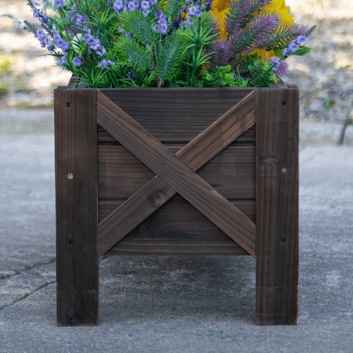 Outsunny Horta Vertical Floreira de Madeira Retangular com Pés para Flores Plantas Cultivos 100x36,5x36cm Marrom