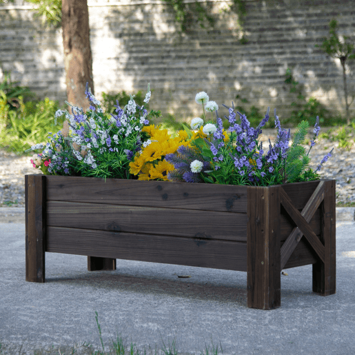 Outsunny Horta Vertical Floreira de Madeira Retangular com Pés para Flores Plantas Cultivos 100x36,5x36cm Marrom