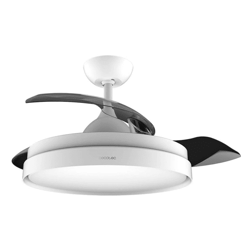 Cecotec Ventoinha de teto com pás retrácteis e acabamento branco, iluminação LED com 3 intensidades e 42 de diâmetro. Temporizador 8H, função Inverno-Verão, controlo remoto e 3 pás.
