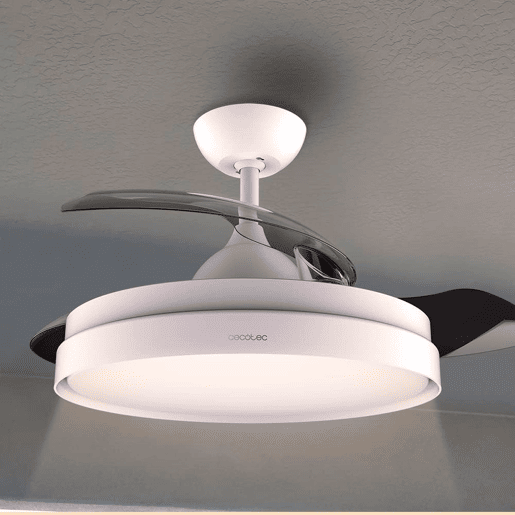 Cecotec Ventoinha de teto com pás retrácteis e acabamento branco, iluminação LED com 3 intensidades e 42 de diâmetro. Temporizador 8H, função Inverno-Verão, controlo remoto e 3 pás.