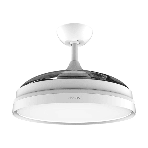 Cecotec Ventoinha de teto com pás retrácteis e acabamento branco, iluminação LED com 3 intensidades e 42 de diâmetro. Temporizador 8H, função Inverno-Verão, controlo remoto e 3 pás.