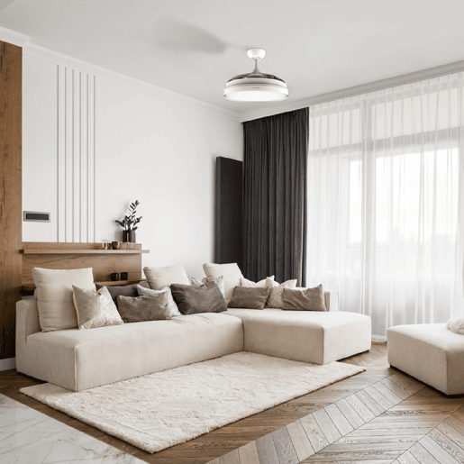 Cecotec Ventoinha de teto com pás retrácteis e acabamento branco, iluminação LED com 3 intensidades e 42 de diâmetro. Temporizador 8H, função Inverno-Verão, controlo remoto e 3 pás.