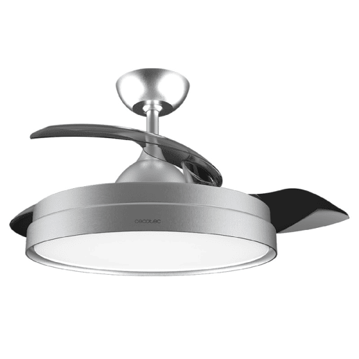 Cecotec Ventoinha de teto com pás retrácteis e acabamento branco, iluminação LED com 3 intensidades e 42 de diâmetro. Temporizador 8 h, função Inverno-Verão, controlo remoto e 3 pás.
