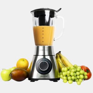 Cecotec Liquidificador de copo com acabamentos em aço inoxidável de 2000 W, lâmina com revestimento de titânio preto e 1,8 L de capacidade. Inclui filtro para sumos sem polpa.
