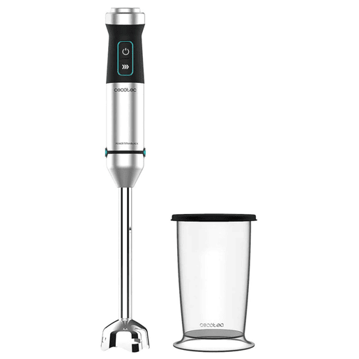 Cecotec Varinha mágica de 1500 W, tecnologia CrossBlades com lâminas de 4 folhas, revestimento de titânio preto, pé XL extra comprido, proteção anti salpicos e seletor de velocidade com função Turbo. Inclui copo de 800 ml com tampa.