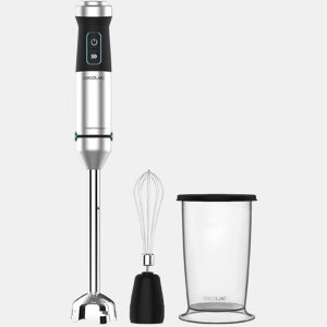 Cecotec Varinha mágica de 1500 W, tecnologia CrossBlades com lâminas de 4 folhas, revestimento de titânio preto, pé XL extra comprido, proteção anti salpicos e seletor de velocidade com função Turbo. Inclui copo de 800 ml com tampa e batedor de claras.