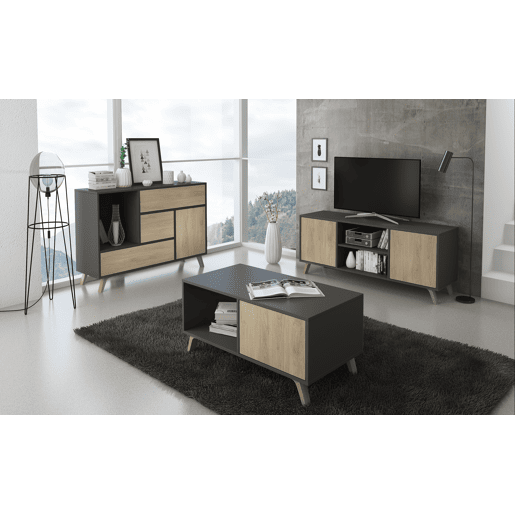 Mesa de TV Wind 100 Cinzento antracite - Puccini 95 x 56,9 x 39,6 cm